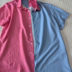 Two-Tone Pink and Blue Men's Shirt